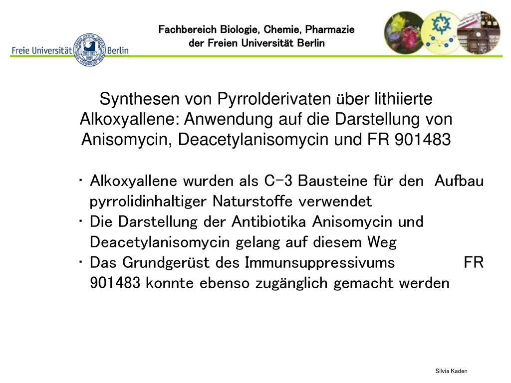 Synthesen von Pyrrolderivaten über lithiierte Alkoxyallene: Anwendung auf die Darstellung von Anisomycin, Deacetylanisomycin und FR