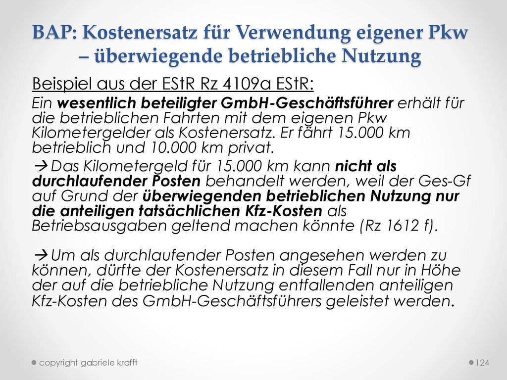BAP: Kostenersatz für Verwendung eigener Pkw – überwiegende betriebliche Nutzung