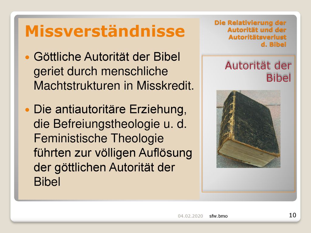 Die Relativierung der Autorität und der Autoritätsverlust d. Bibel