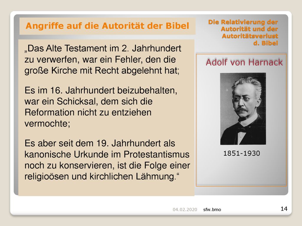 Die Relativierung der Autorität und der Autoritätsverlust d. Bibel