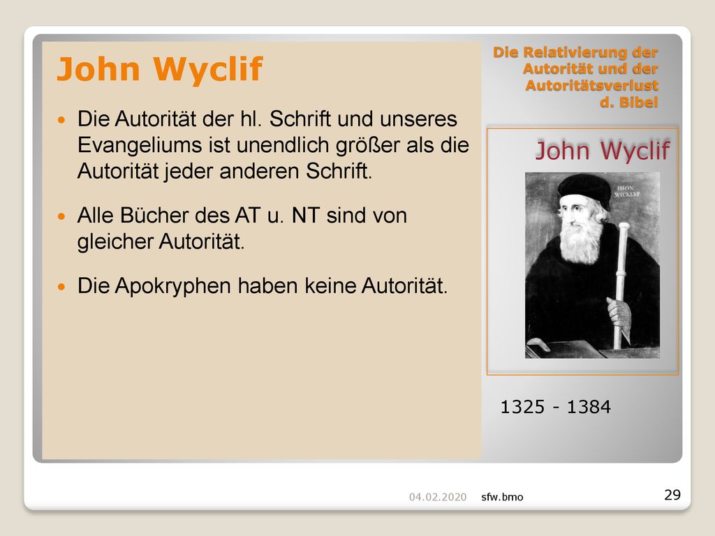 Die Relativierung der Autorität und der Autoritätsverlust d. Bibel