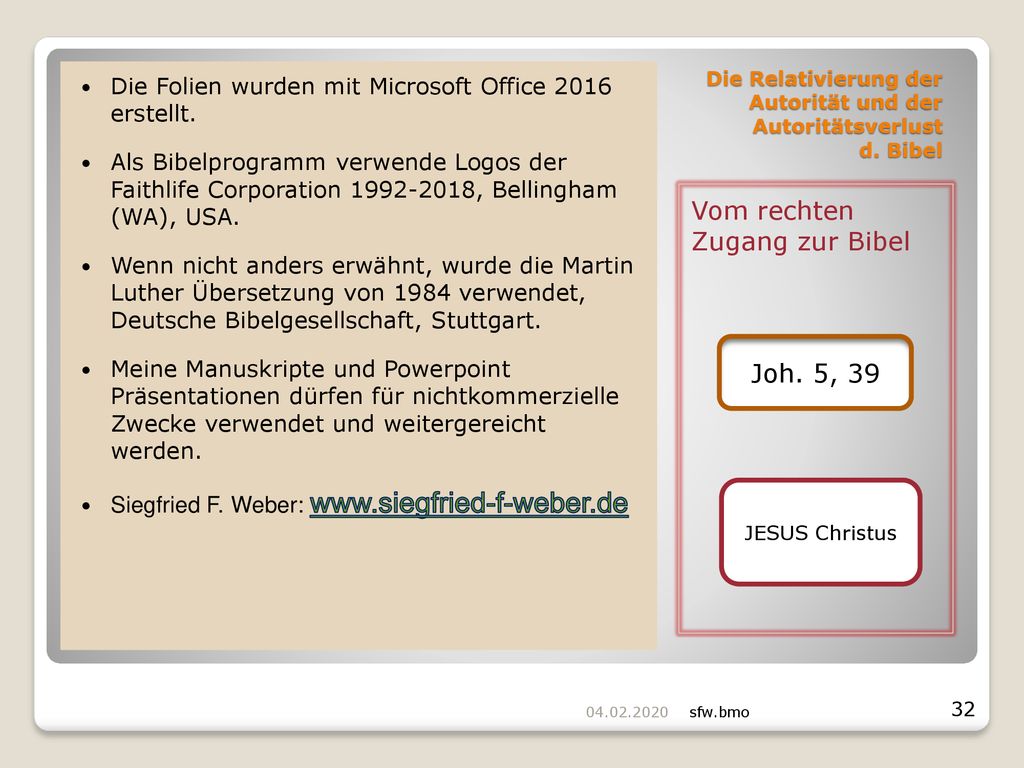 Die Relativierung der Autorität und der Autoritätsverlust d. Bibel