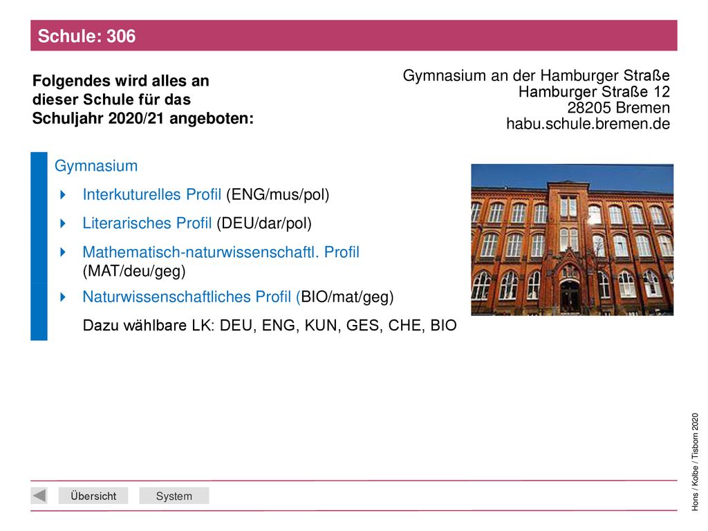 Schule: 306 Gymnasium an der Hamburger Straße Hamburger Straße Bremen habu.schule.bremen.de.