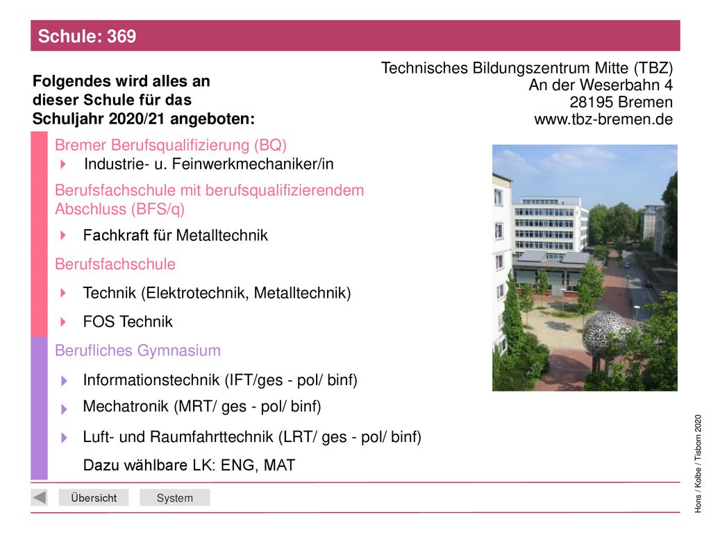 Schule: 369 Technisches Bildungszentrum Mitte (TBZ) An der Weserbahn 4