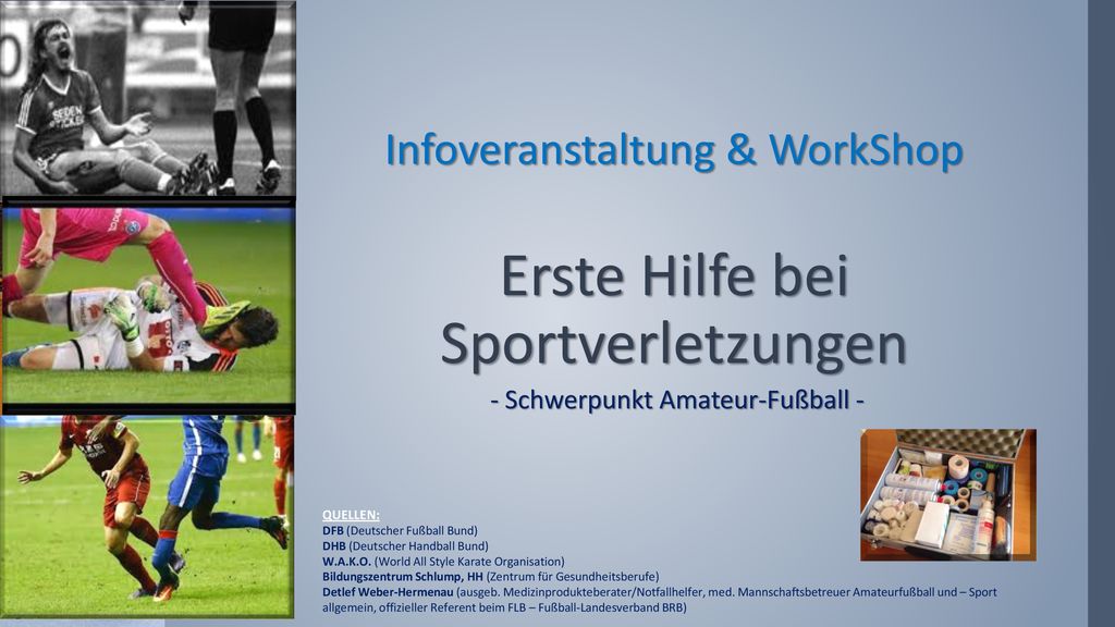 Infoveranstaltung & WorkShop Erste Hilfe bei Sportverletzungen