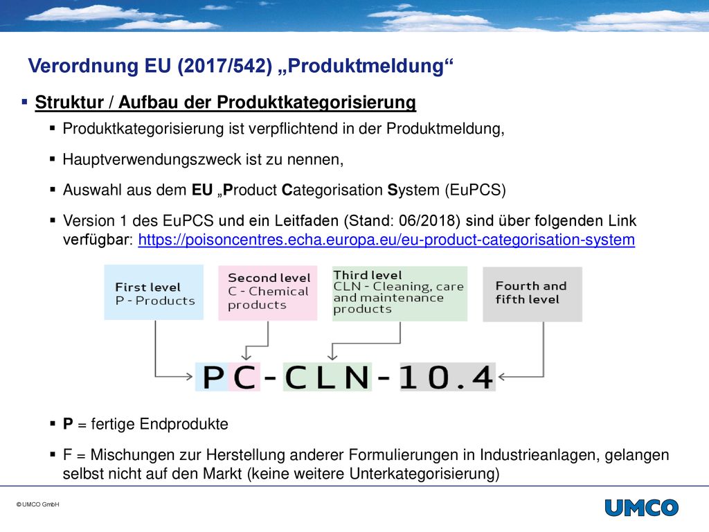 Verordnung EU (2017/542) „Produktmeldung