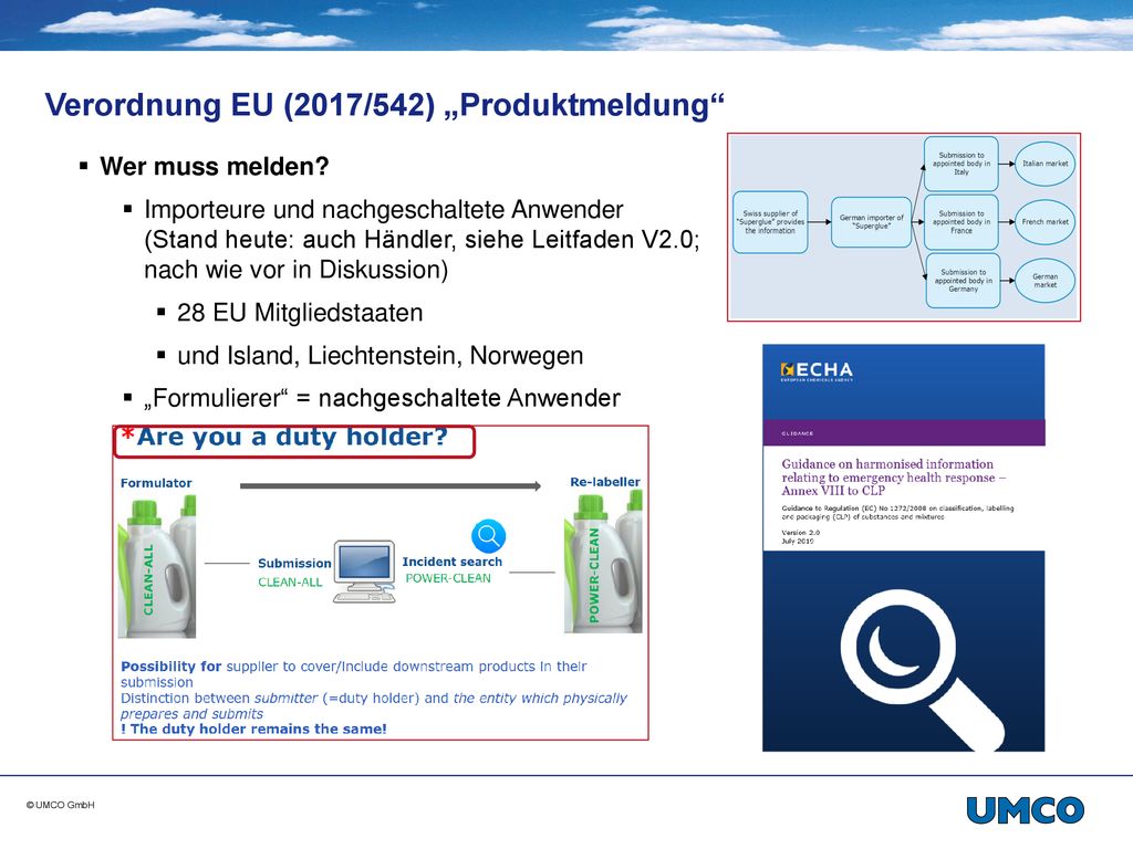 Verordnung EU (2017/542) „Produktmeldung