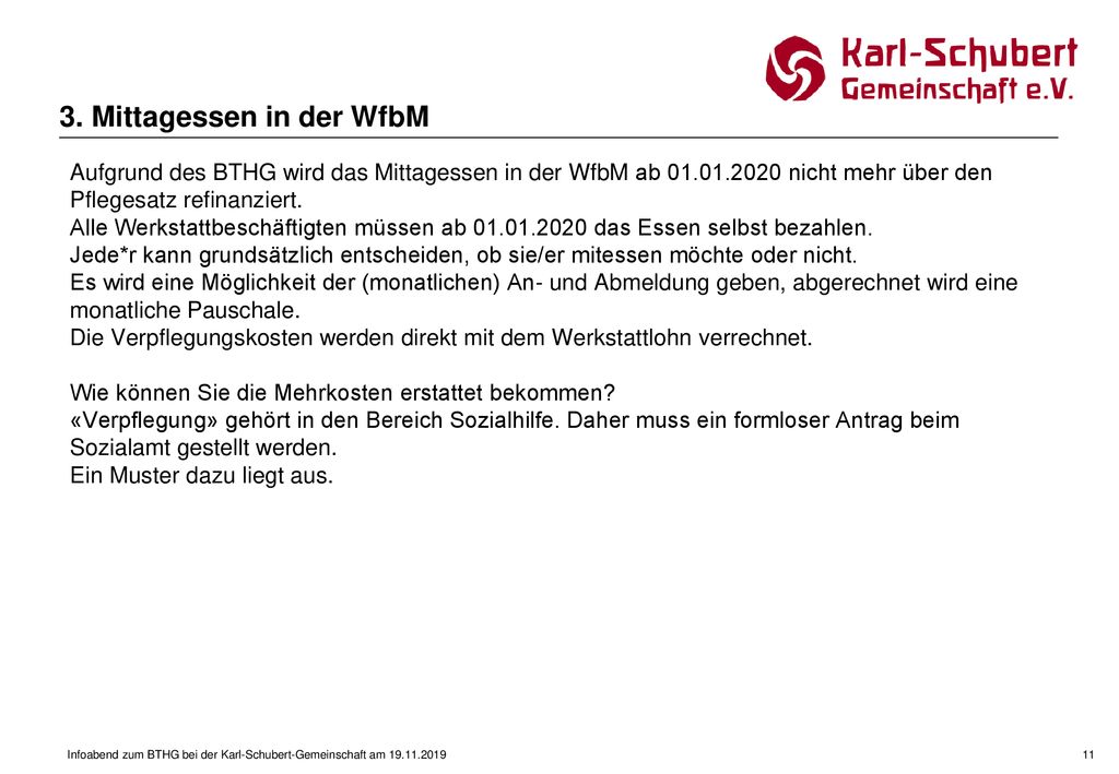 3. Mittagessen in der WfbM