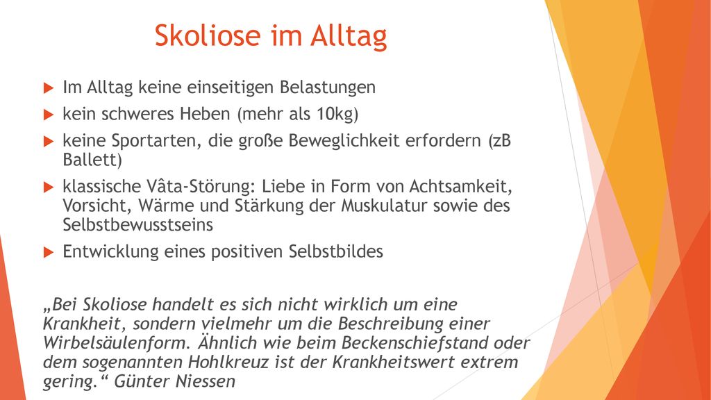 Skoliose im Alltag Im Alltag keine einseitigen Belastungen