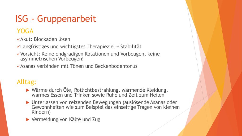 ISG - Gruppenarbeit YOGA Alltag: Akut: Blockaden lösen