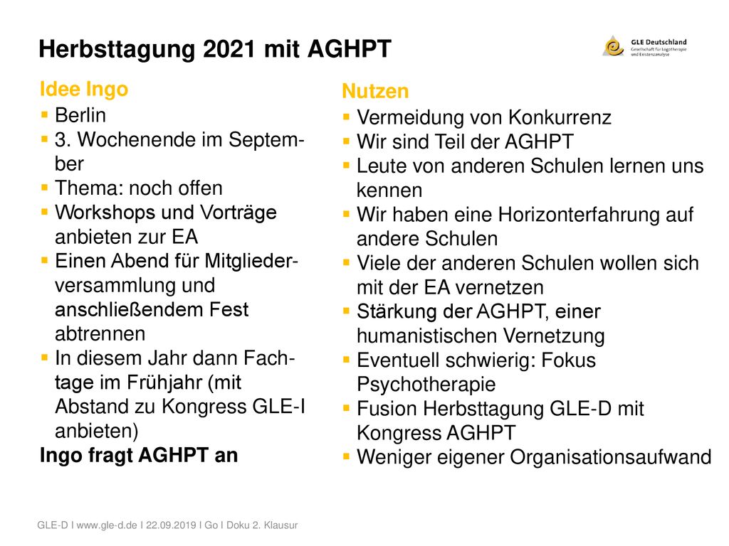 Herbsttagung 2021 mit AGHPT