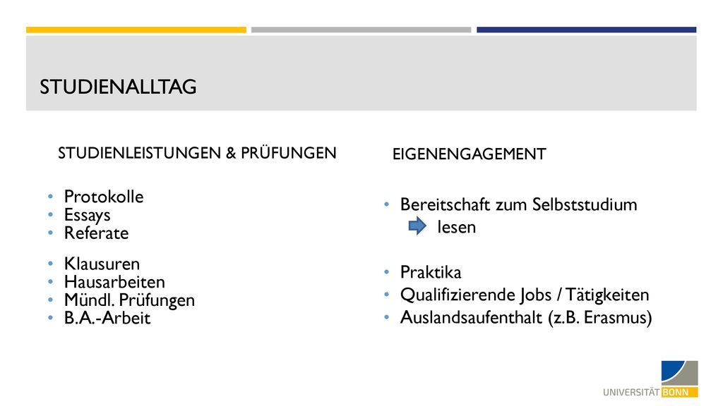 Studienalltag Protokolle Bereitschaft zum Selbststudium lesen Essays