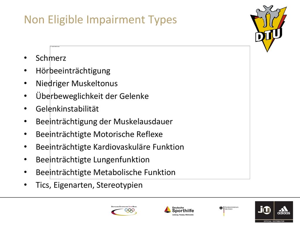 Non Eligible Impairment Types