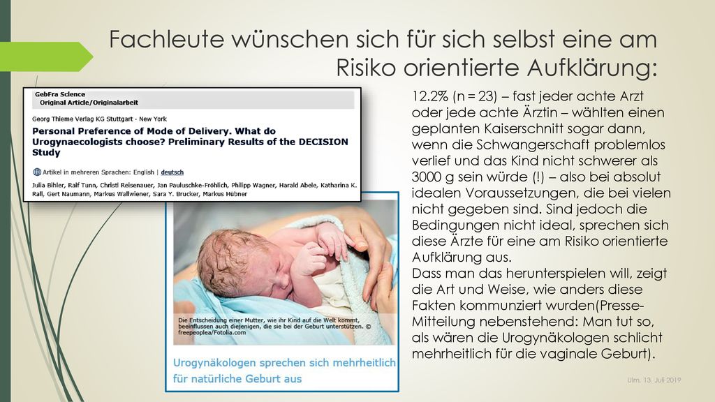 Fachleute wünschen sich für sich selbst eine am Risiko orientierte Aufklärung: