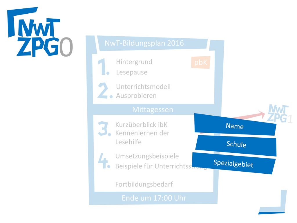 1 NwT-Bildungsplan 2016 pbK Mittagessen ibK Ende um 17:00 Uhr