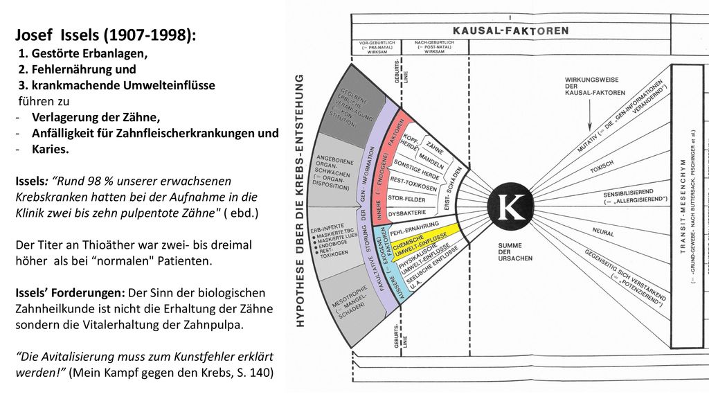 Josef Issels ( ): 1. Gestörte Erbanlagen, 2. Fehlernährung und