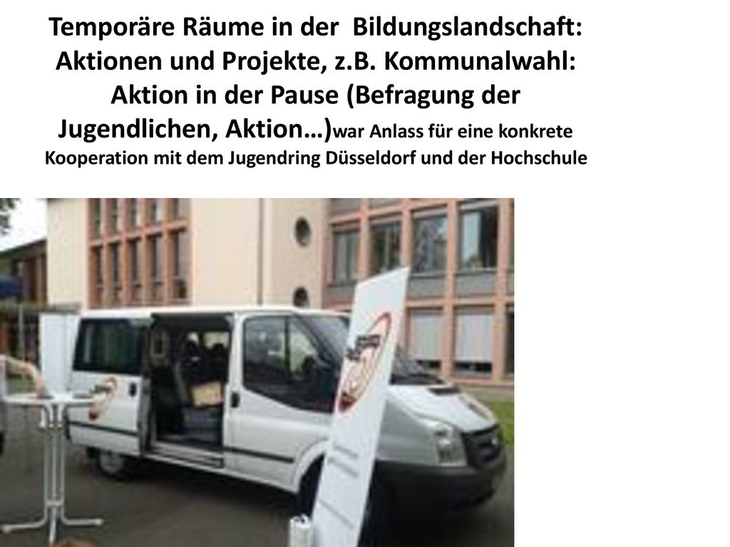 Temporäre Räume in der Bildungslandschaft: Aktionen und Projekte, z. B