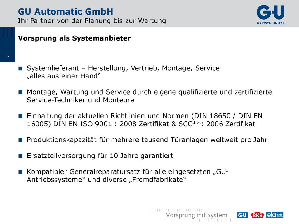 GU Automatic GmbH Ihr Partner von der Planung bis zur Wartung