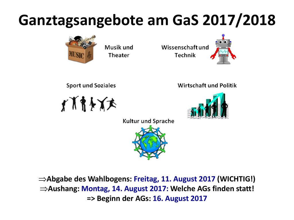 Ganztagsangebote am GaS 2017/2018