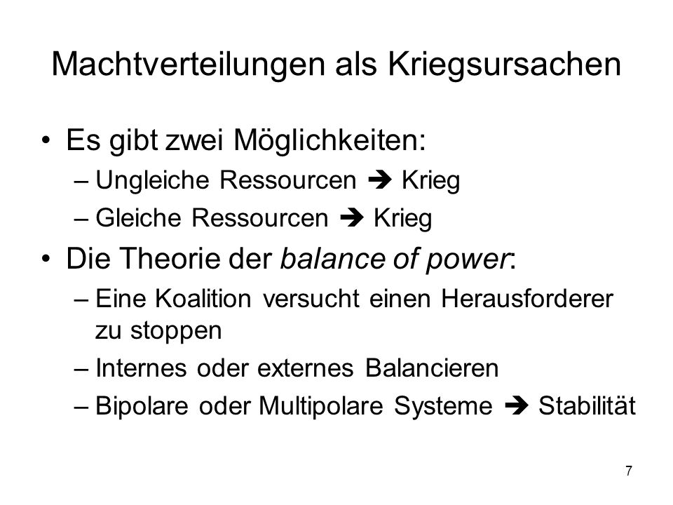Machtverteilungen als Kriegsursachen