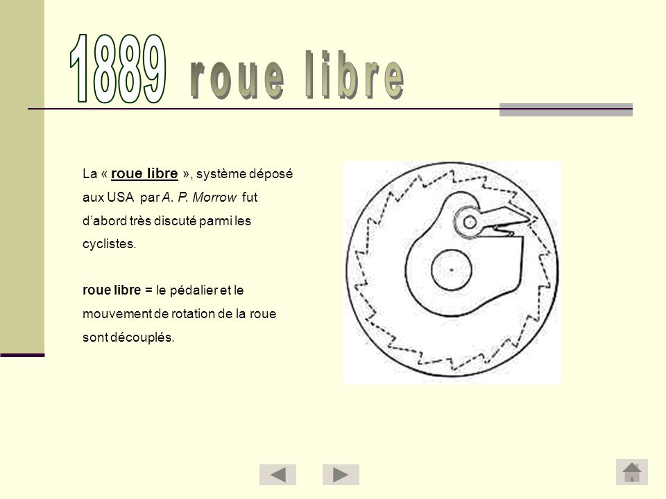 1889 roue libre La « roue libre », système déposé