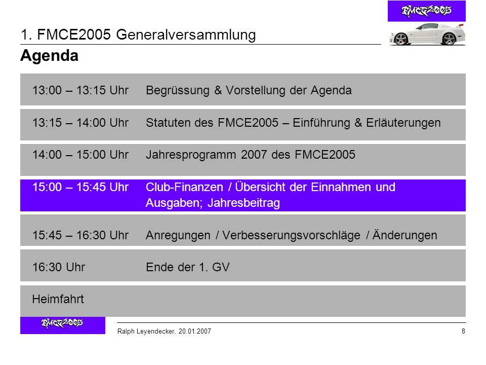 Agenda 13:00 – 13:15 Uhr Begrüssung & Vorstellung der Agenda
