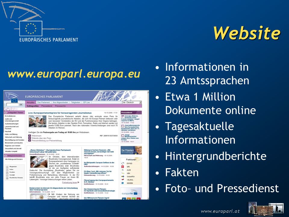Website Informationen in 23 Amtssprachen