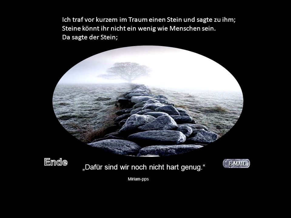 Ich traf vor kurzem im Traum einen Stein und sagte zu ihm;
