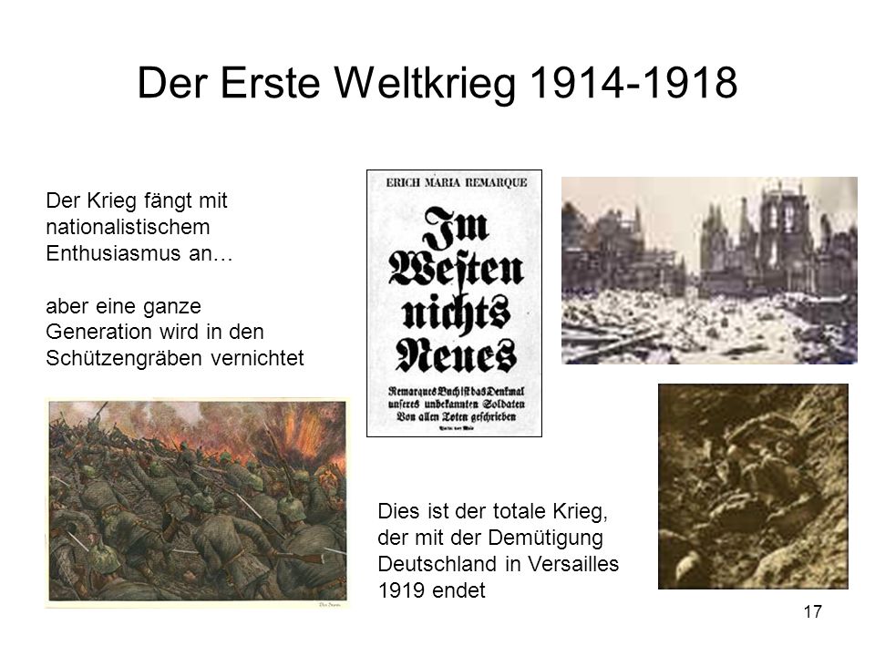 Der Erste Weltkrieg Der Krieg fängt mit nationalistischem Enthusiasmus an…
