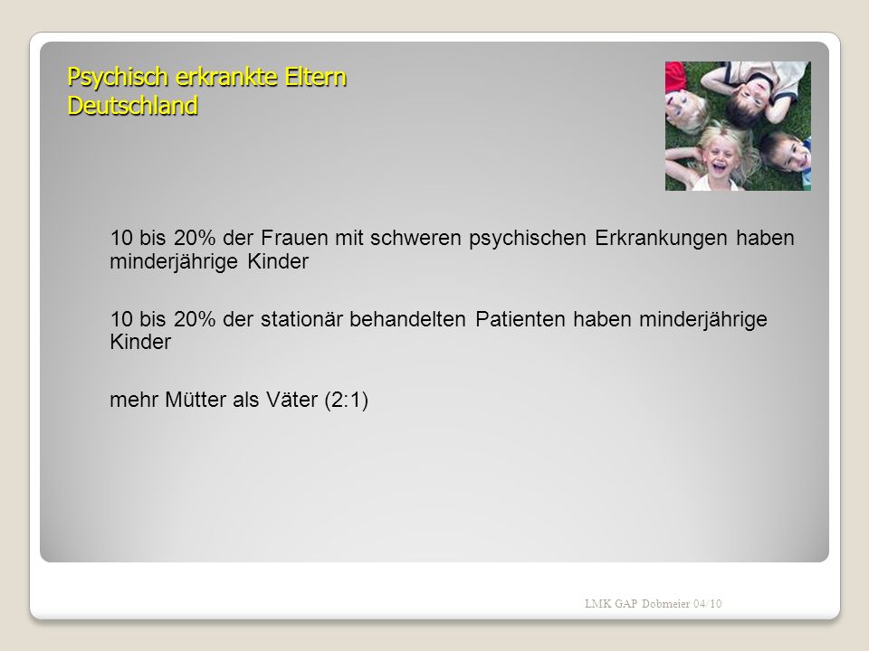 Psychisch erkrankte Eltern Deutschland