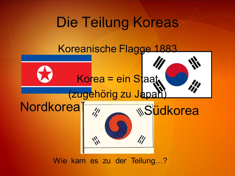 Die Teilung Koreas Nordkorea Südkorea Koreanische Flagge 1883