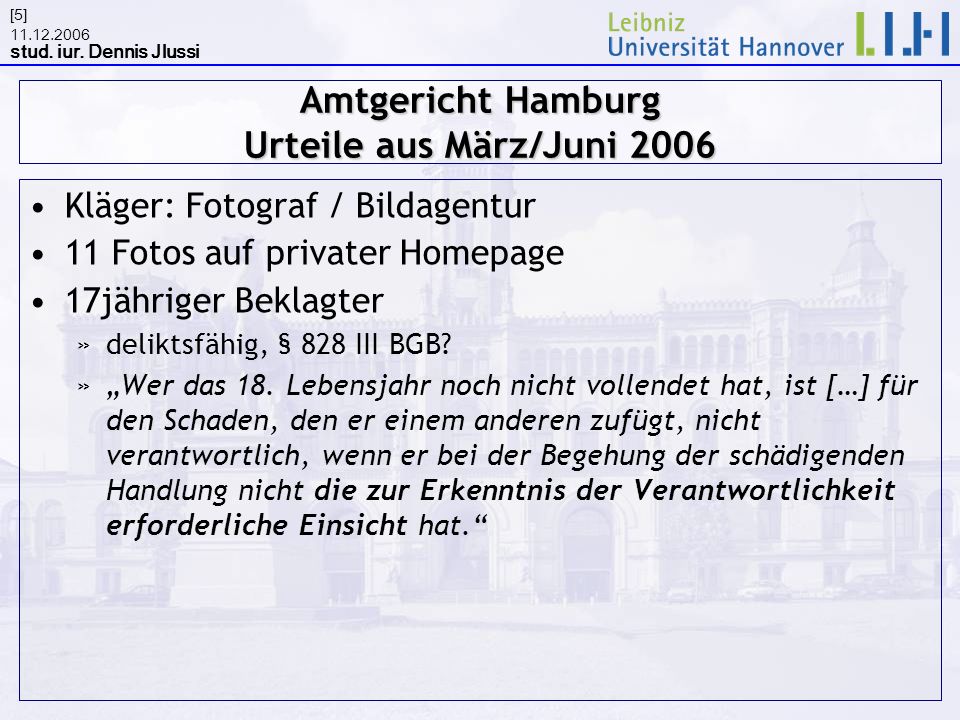 Amtgericht Hamburg Urteile aus März/Juni 2006