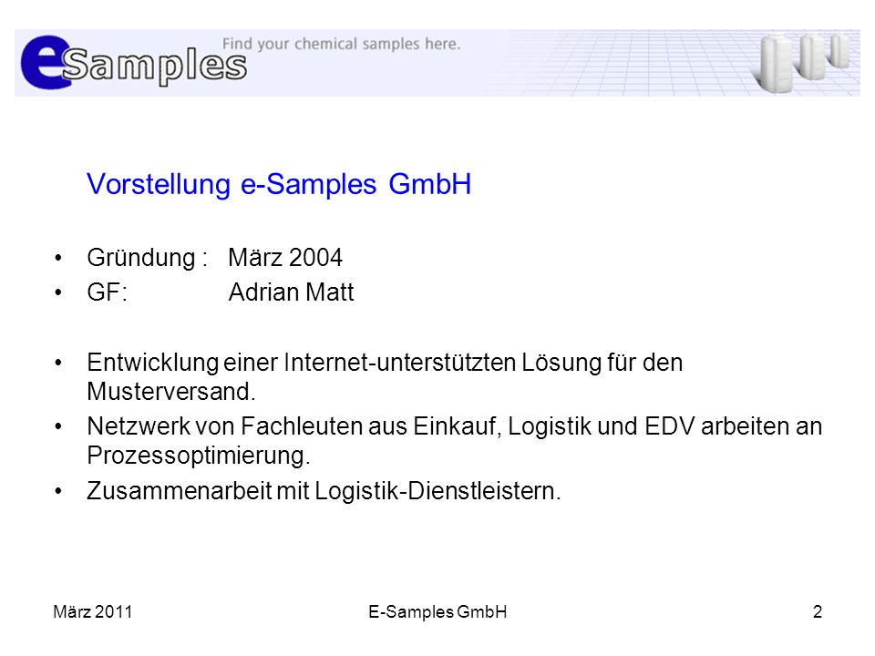 Vorstellung e-Samples GmbH