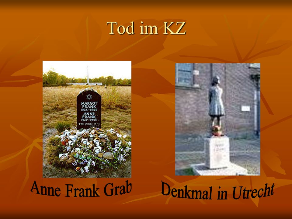 Tod im KZ Anne Frank Grab Denkmal in Utrecht