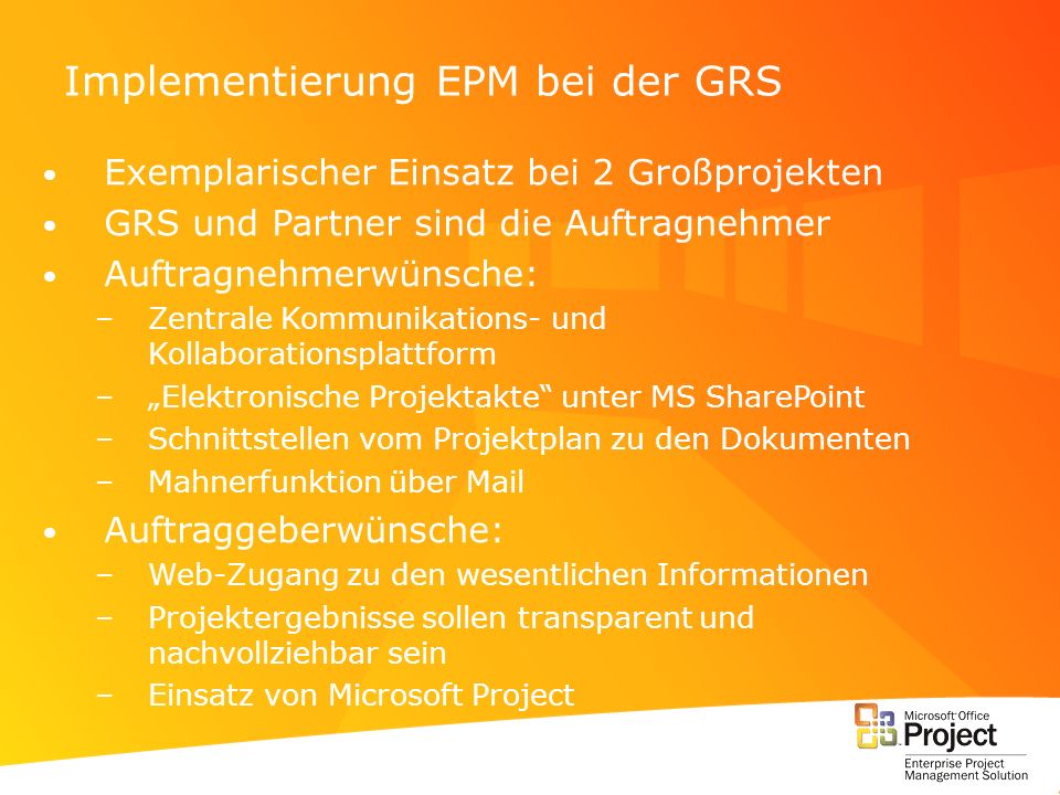 Implementierung EPM bei der GRS