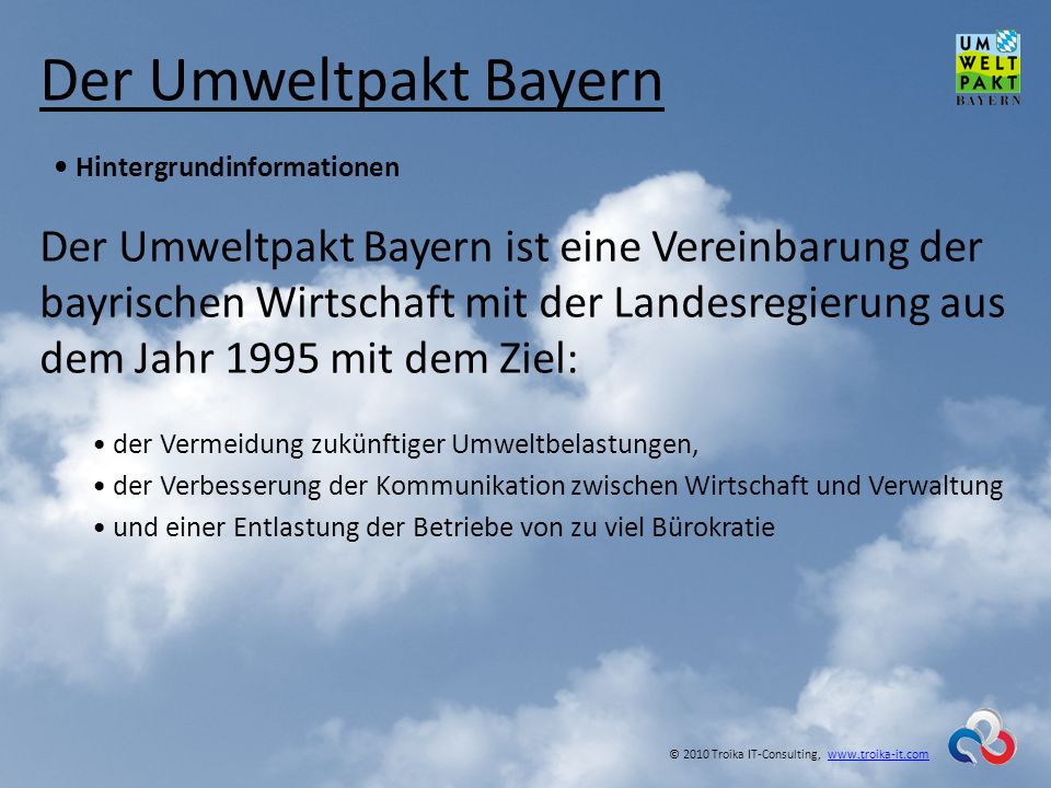 Der Umweltpakt Bayern • Hintergrundinformationen