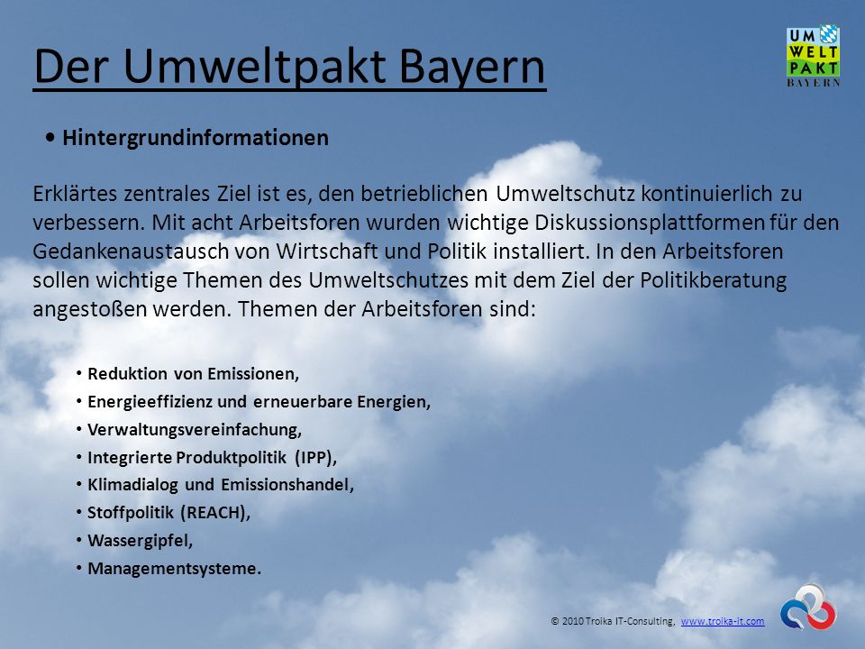 Der Umweltpakt Bayern • Hintergrundinformationen