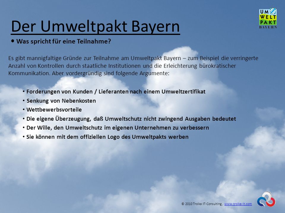 Der Umweltpakt Bayern • Was spricht für eine Teilnahme