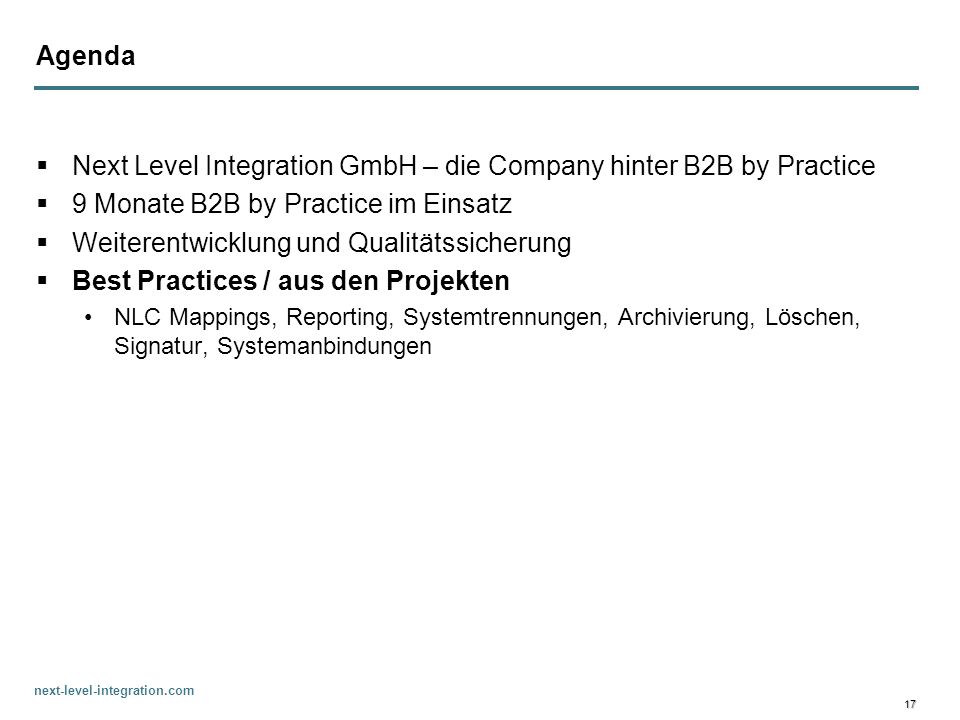 Next Level Integration GmbH – die Company hinter B2B by Practice