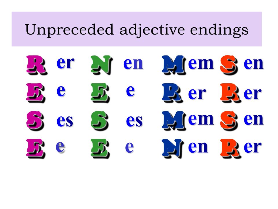 Unpreceded adjective endings