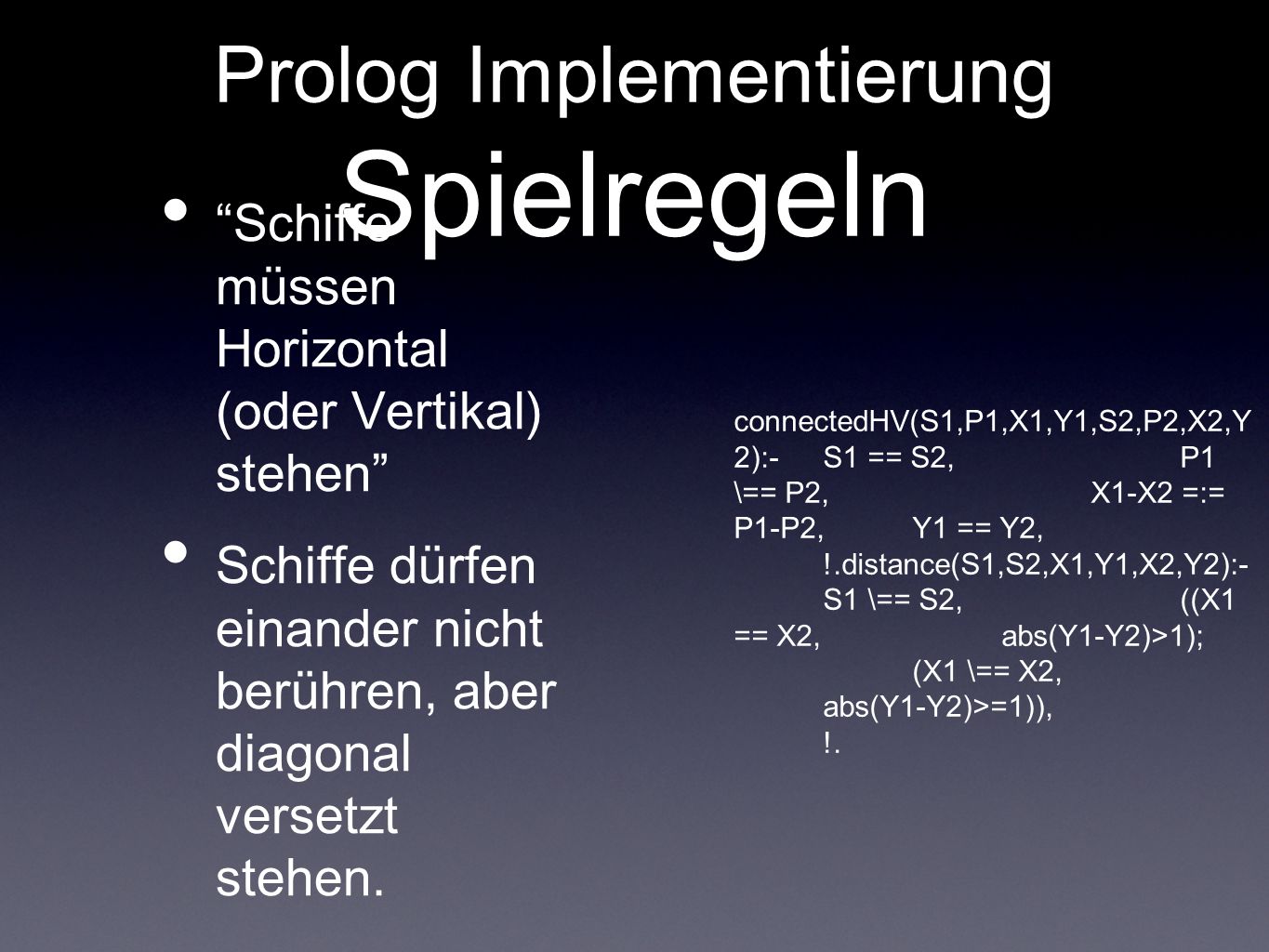 Prolog Implementierung Spielregeln