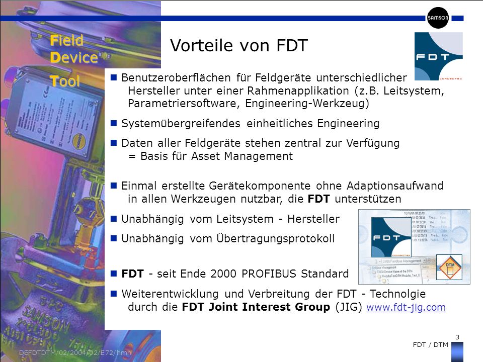 Field Device Tool Vorteile von FDT