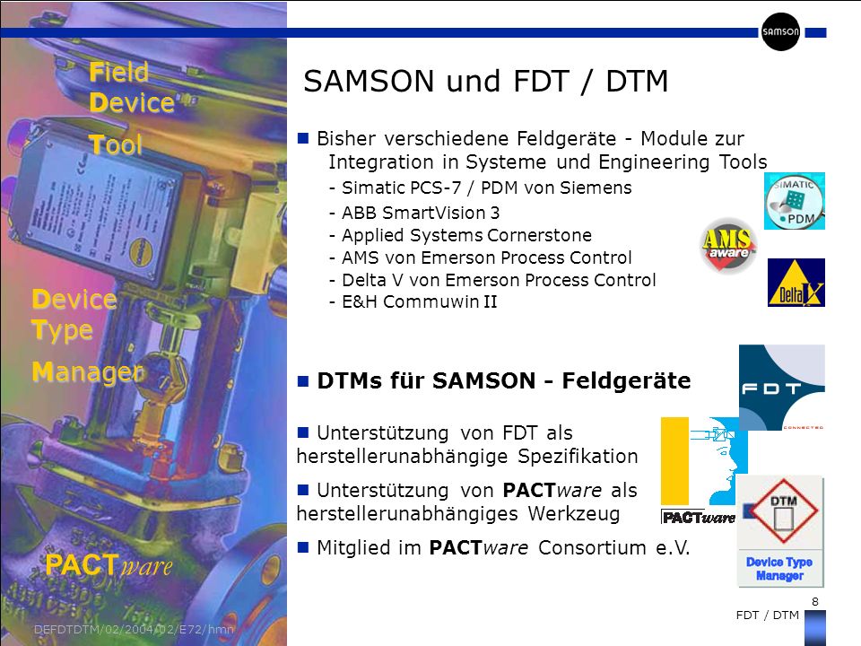 Field Device Tool Device Type Manager SAMSON und FDT / DTM PACTware
