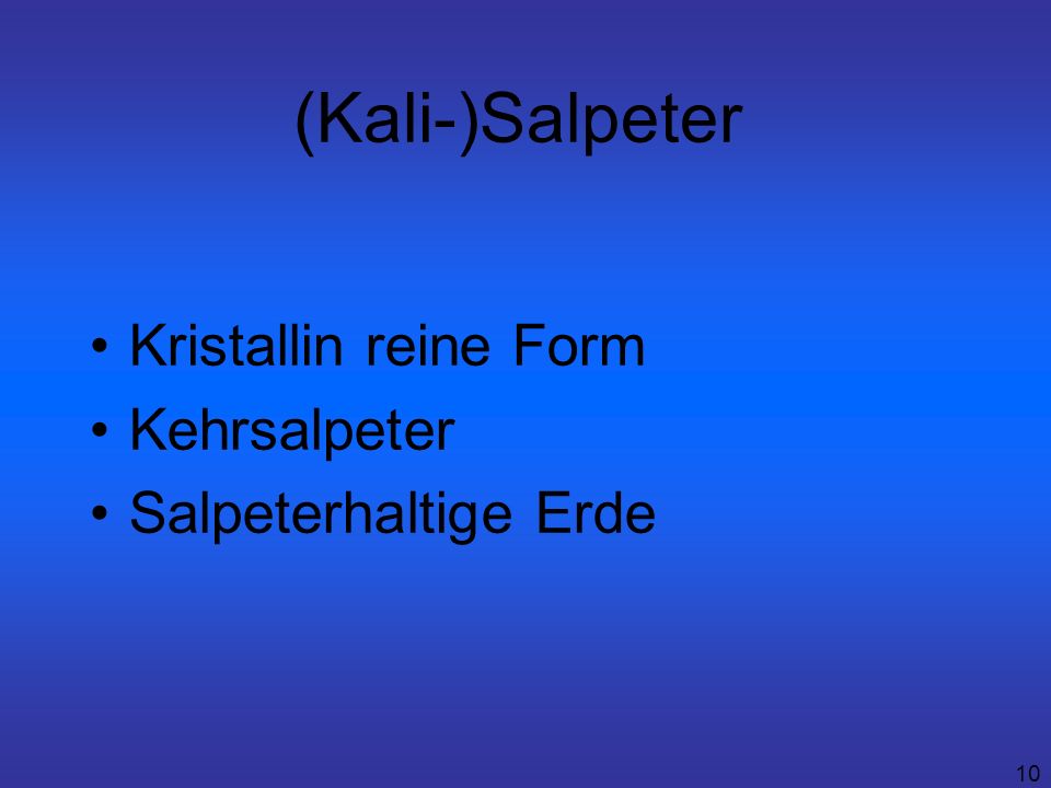 (Kali-)Salpeter Kristallin reine Form Kehrsalpeter