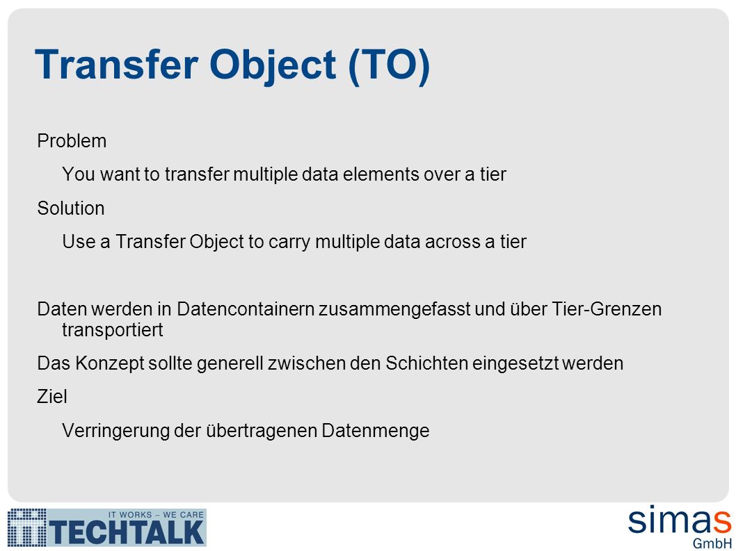 Transfer Object (TO)