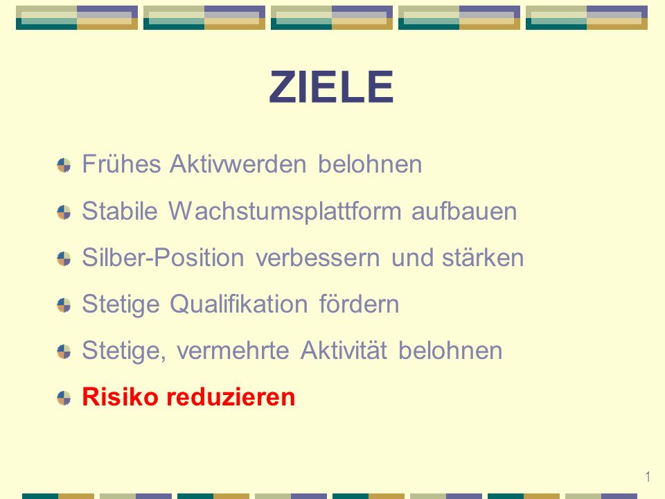 ZIELE Frühes Aktivwerden belohnen Stabile Wachstumsplattform aufbauen