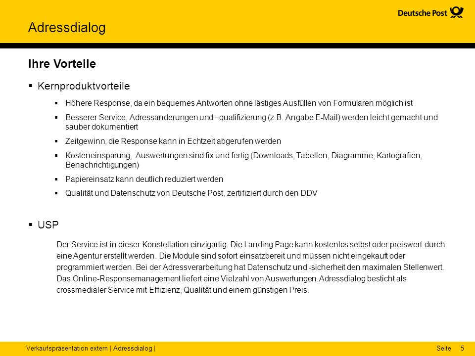 Ihre Vorteile Kernproduktvorteile USP