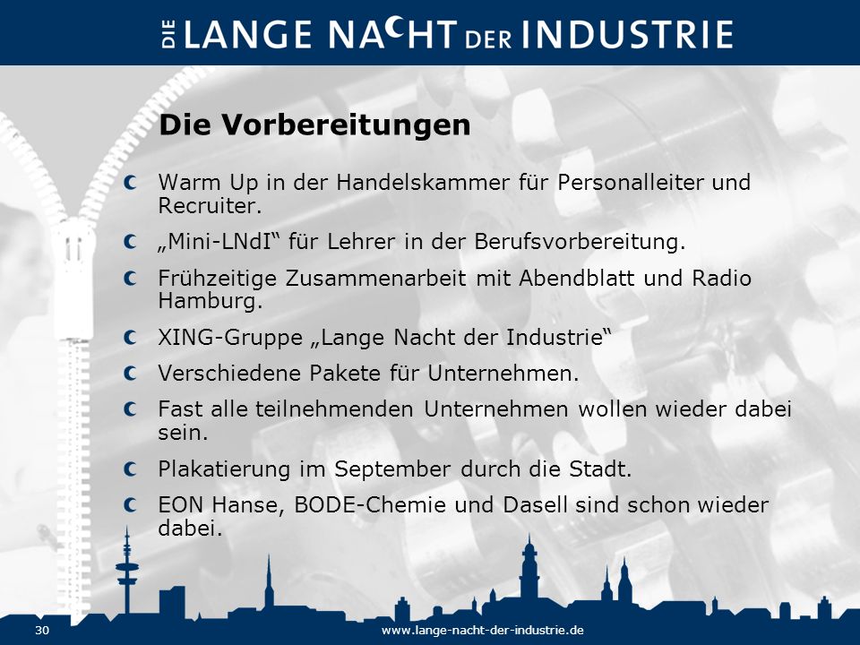 Die Vorbereitungen Warm Up in der Handelskammer für Personalleiter und Recruiter. „Mini-LNdI für Lehrer in der Berufsvorbereitung.