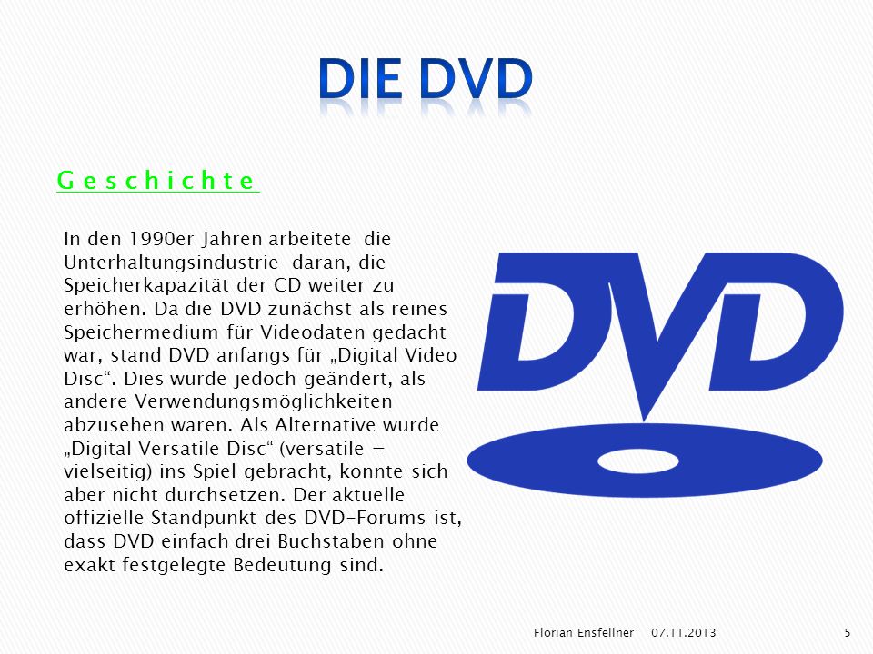 Die DVD Geschichte.