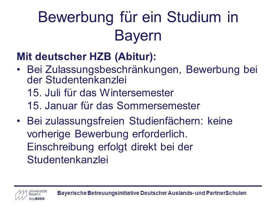 Bewerbung für ein Studium in Bayern